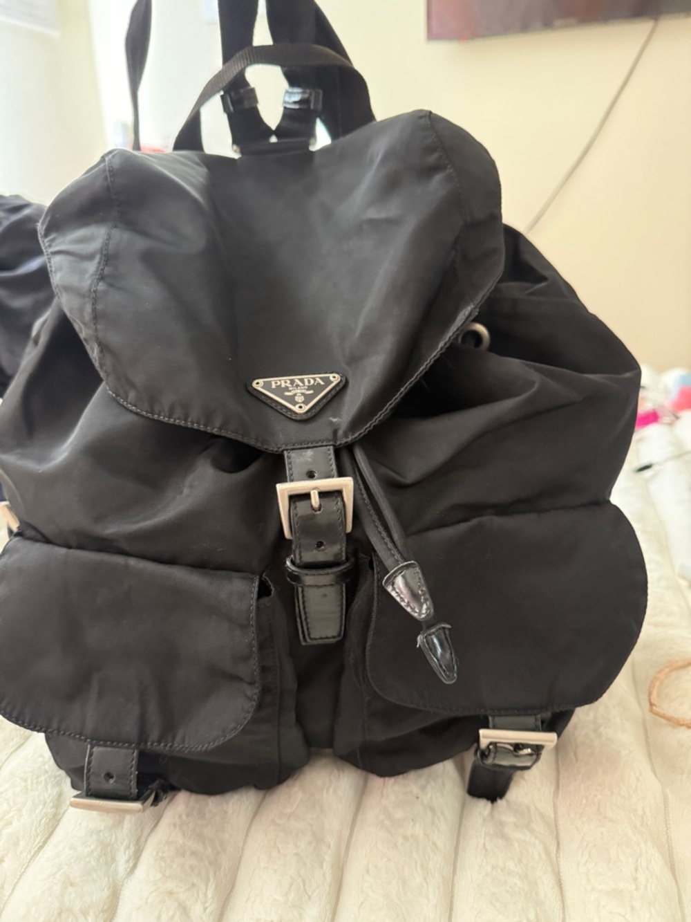 Prada Black Nylon Drawstring Backpack - Picture 3 of 9